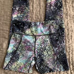 Old Navy Black Galaxy Splatter Leggings with Pastel Accents